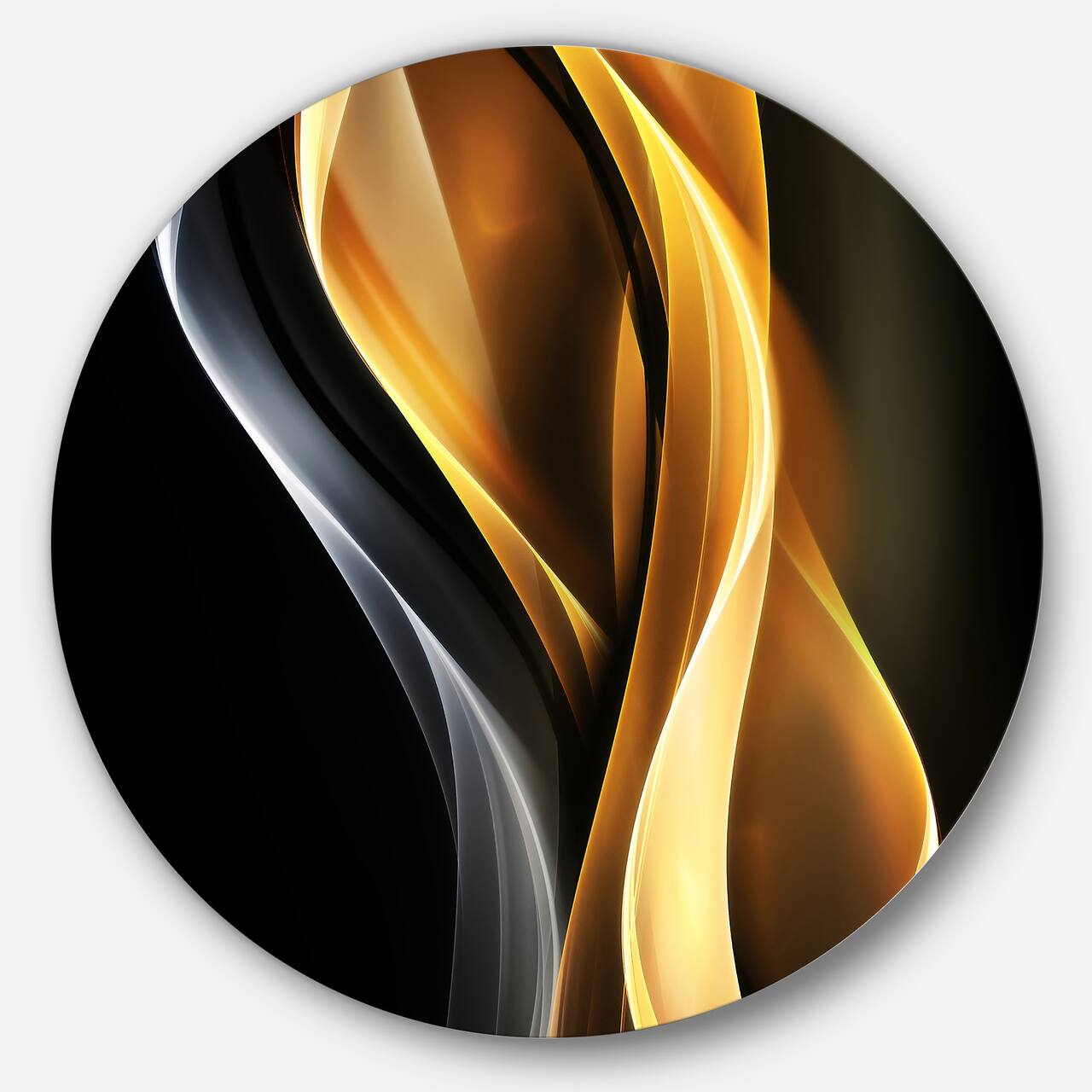 Designart - Brown White Light Art' Abstract Circle Metal Wall Art